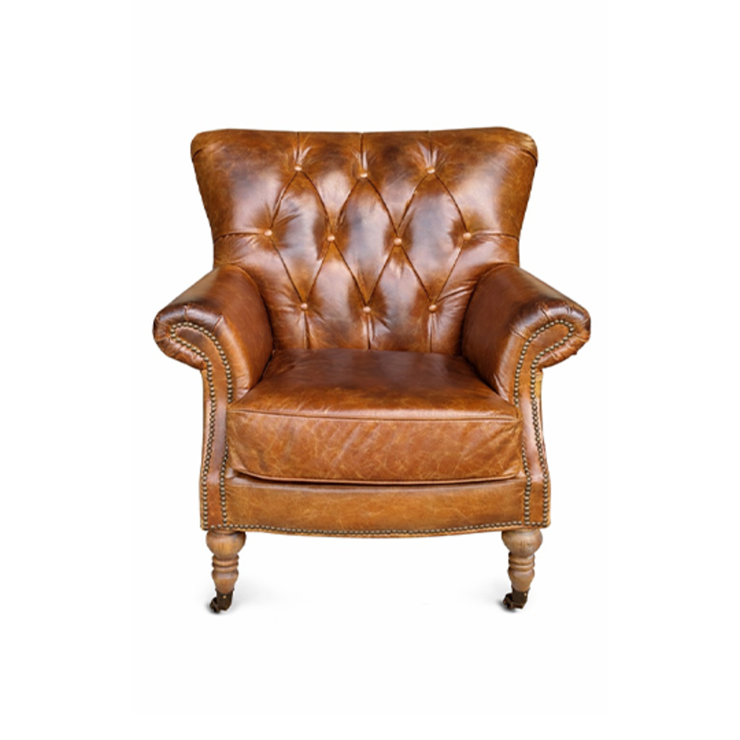 Harrington Aged Full Grain Leather Chair - Vintage Tan image 0